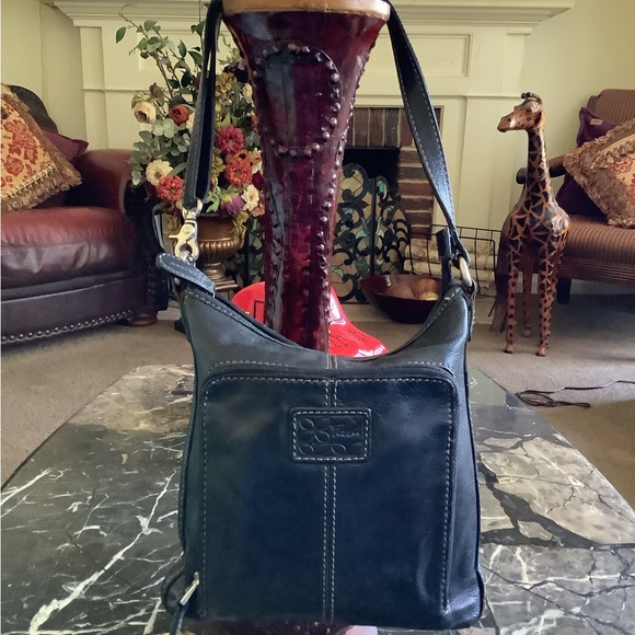 Fossil black smooth leather Fiona organizer crossbody bag 10x10 - Picture 1 of 10